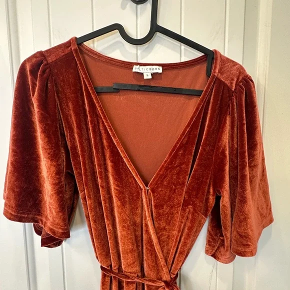 Baltic Born Meghan Velvet Wrap Dress Rust S Wedding Guest Maxi - Picture 8 of 8